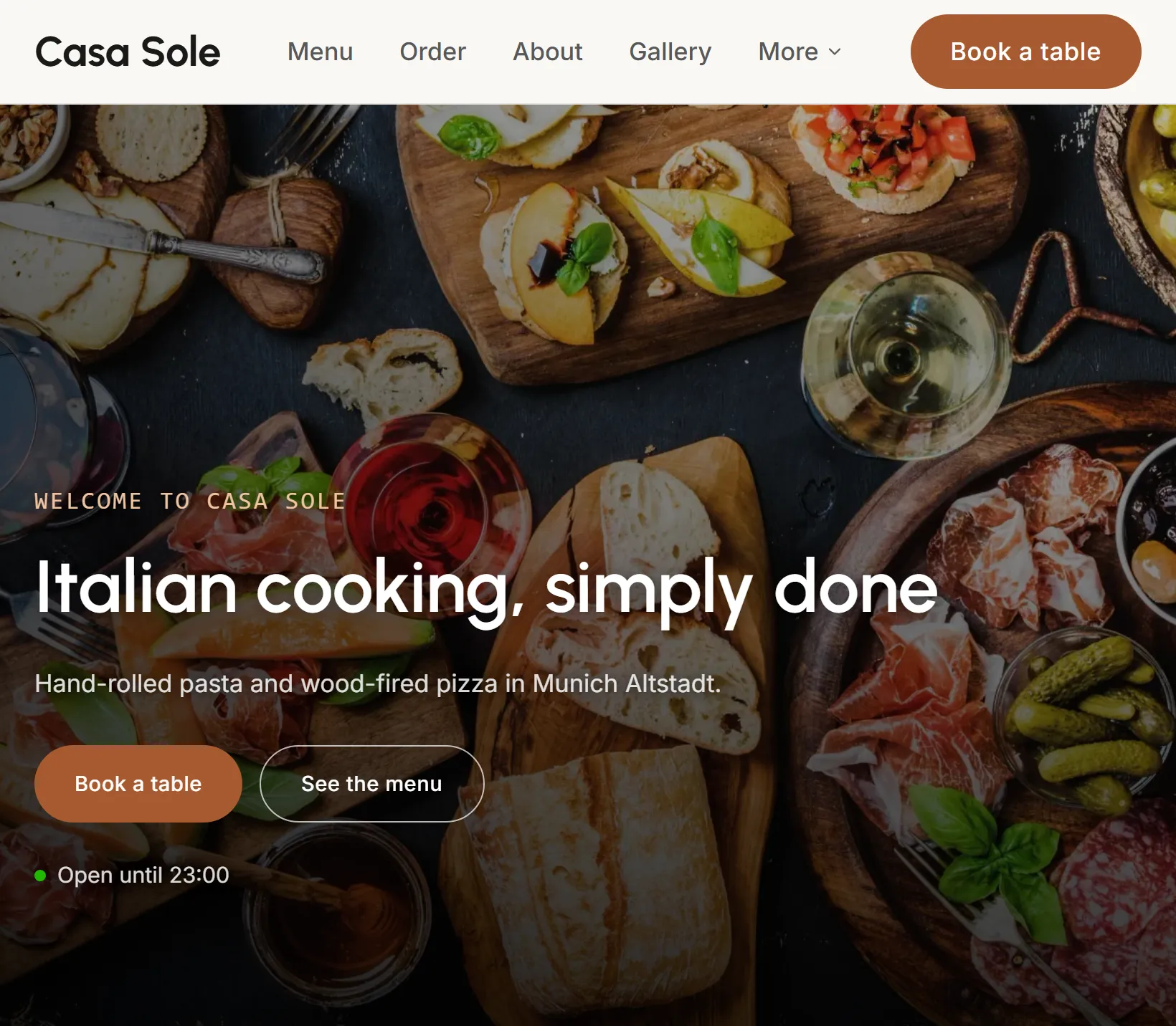 A matbord restaurant website (Hearth template)