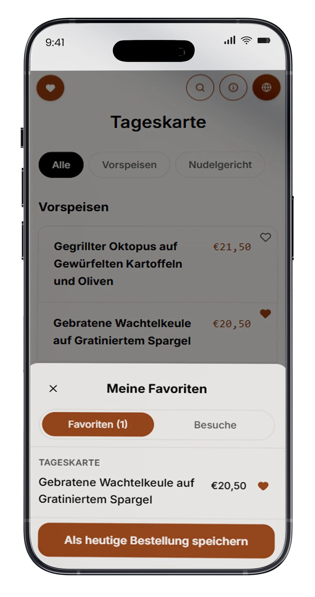 Smart menu on a phone